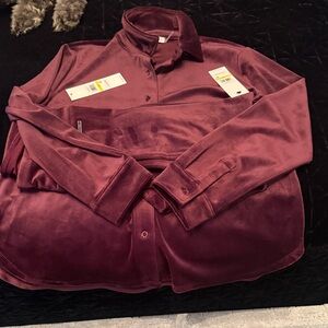 Calvin Klein Velvet Shirt in Rich Plum